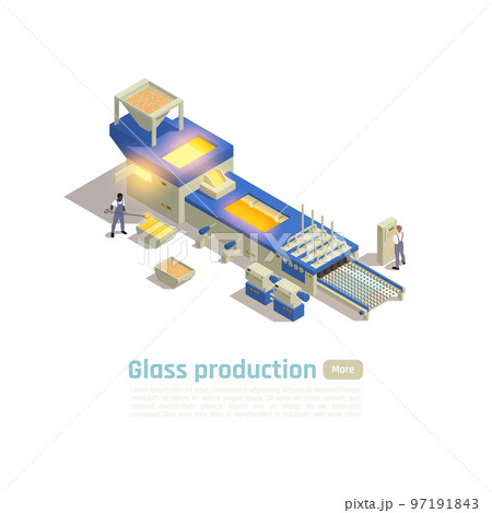Glass Production Isometric Composition 97191843