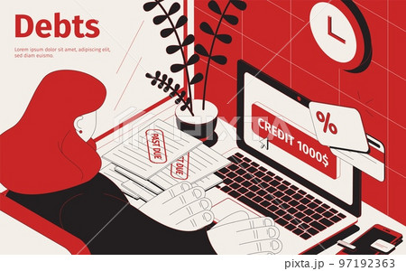 Debts isometric composition 97192363