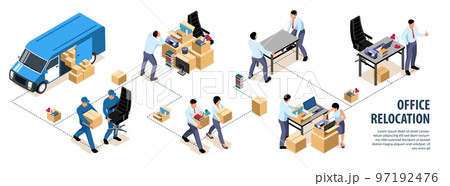 Relocate Office Isometric Infographics 97192476