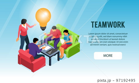 Teamwork Isometric Web Banner 97192495