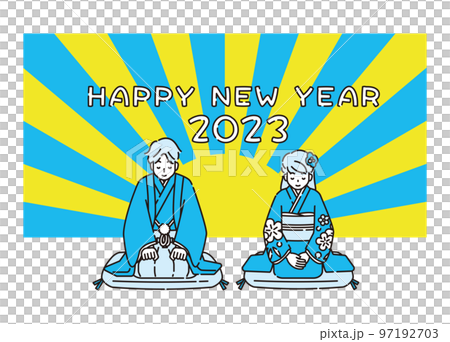 New Year New Year's card People Kimono New Year New Year's card People Kimono 97192703