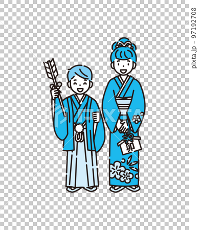 New Year New Year's card People Kimono 97192708