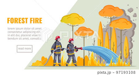 Forest Fire Cartoon Banner 97193108