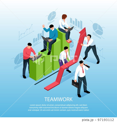 Teamwork Isometric Composition Poster 97193112