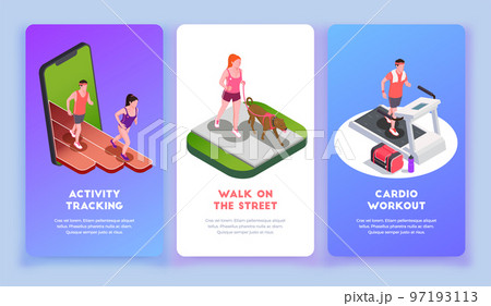 Running People Banners Set 97193113