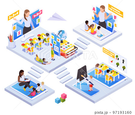 Kindergarten Online Isometric Concept 97193160