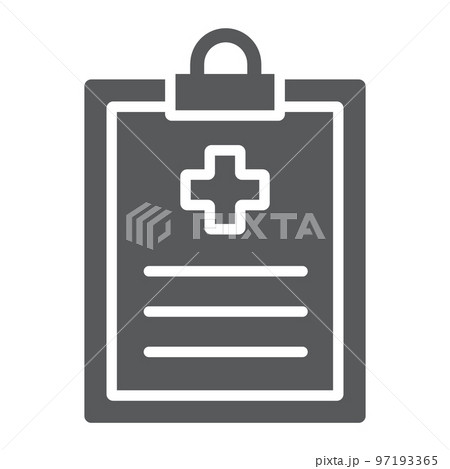 Medical record glyph icon, hospital and medicine, medical report sign, vector graphics, a solid pattern on a white background, eps 10. Medical record glyph icon, hospital and medicine, medical report sign, vector graphics, a solid pattern on a white background, eps 10. 97193365