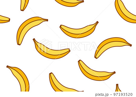 Banana seamless cartoon pattern background, vector fruit seamless yellow banana bunch illustration 97193520