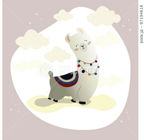 a cute smiling lama. children illustration 97194616