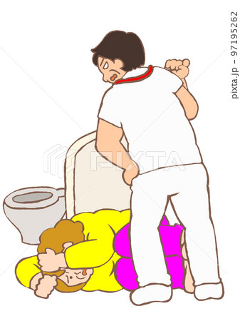 保護室で精神科看護師から虐待を受け怯える双極性障害の女性のイラスト 保護室で精神科看護師から虐待を受け怯える双極性障害の女性のイラスト 97195262