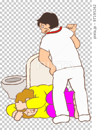 保護室で精神科看護師から虐待を受け怯える双極性障害の女性のイラスト 保護室で精神科看護師から虐待を受け怯える双極性障害の女性のイラスト 97195262