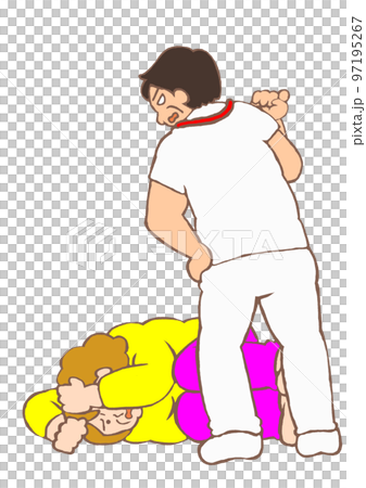 精神科看護師から虐待を受け怯える双極性障害の女性のイラスト 精神科看護師から虐待を受け怯える双極性障害の女性のイラスト 97195267