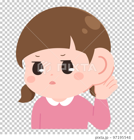 聞き耳を立てる女の子のイラスト 97195548