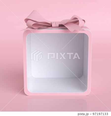 Pink bow tie. Pink giftbox with ribbon bow - 3D Rendering Pink bow tie. Pink giftbox with ribbon bow - 3D Rendering 97197133
