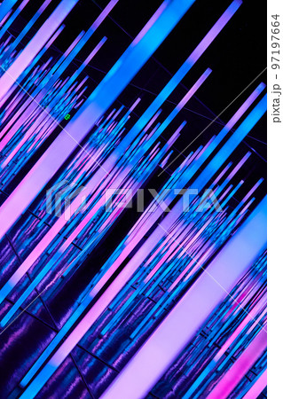 Abstract angled light poles in pink and blue Abstract angled light poles in pink and blue 97197664