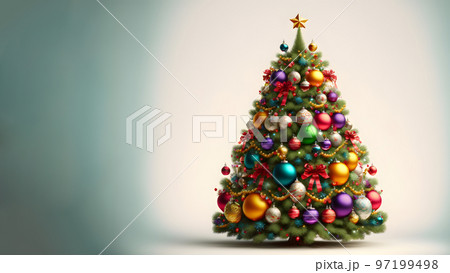 decorated Christmas tree on white background, neural network generated art 97199498