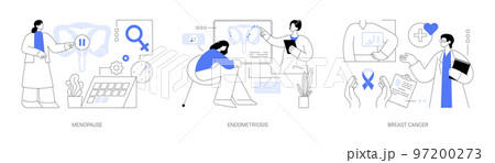 Female health issues abstract concept vector illustrations. 97200273
