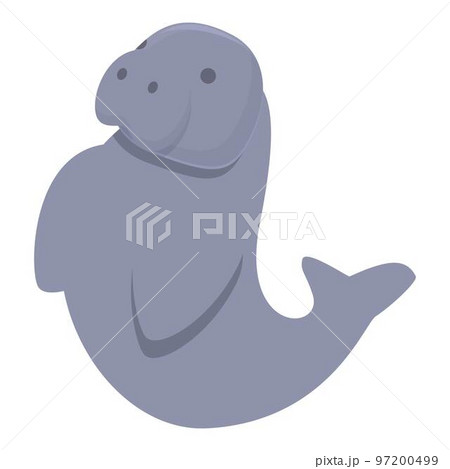 Dugong icon cartoon vector. Underwater baby. Swimming mammal 97200499