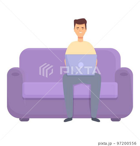 Home sofa work icon cartoon vector. Online education. Freelancer digital 97200556