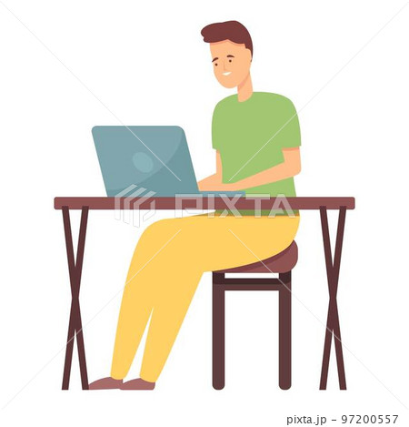 Laptop desktop work icon cartoon vector. Online education. Virtual internet 97200557