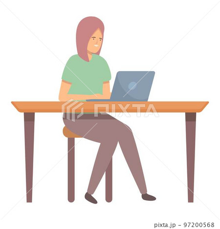 Laptop remote work icon cartoon vector. Online education. Smart social Laptop remote work icon cartoon vector. Online education. Smart social 97200568