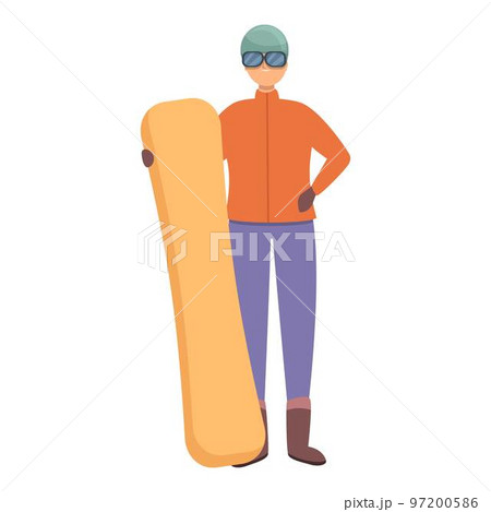 Ready for snowboarding icon cartoon vector. Snow sport. Kid winter Ready for snowboarding icon cartoon vector. Snow sport. Kid winter 97200586