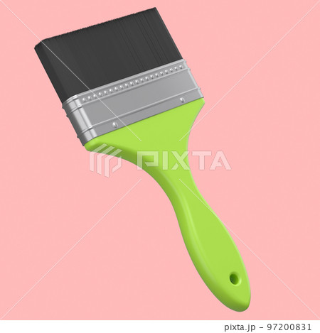 Paint bristle brush for repair work and construction on pink background. 97200831