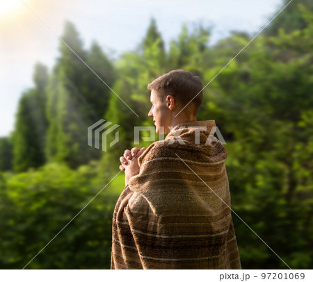 Praying man in the garden Praying man in the garden 97201069