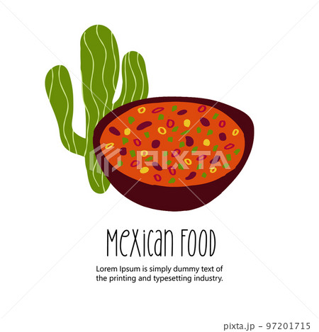 Mexican food illustration Chili Con Carne isolated 97201715