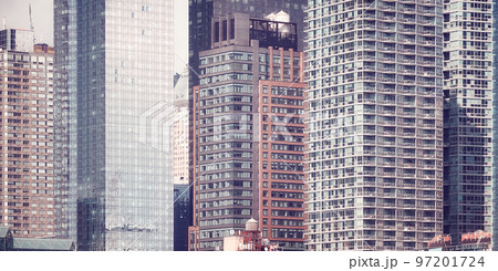 Retro color toned picture of New York City modern architecture, USA. 97201724