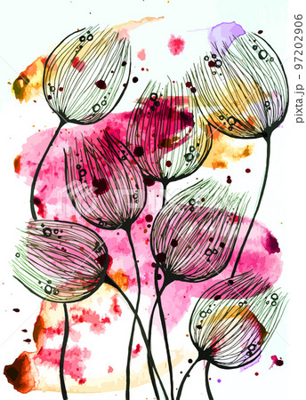 Flower watercolor art background vector....のイラスト素材