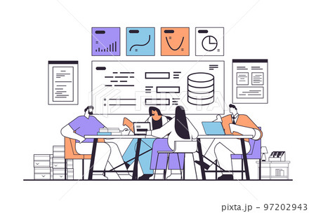 businesspeople analyzing financial data on charts and graphs planning report market analysis accounting teamwork 97202943