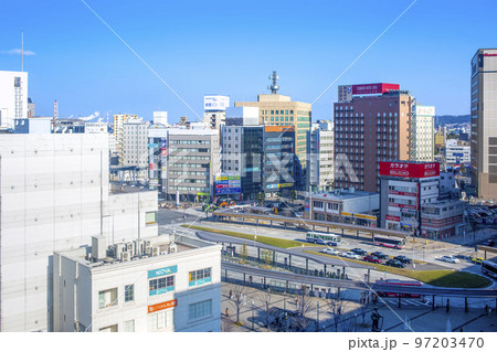 大分駅前ロータリーと市街地 大分駅前ロータリーと市街地 97203470