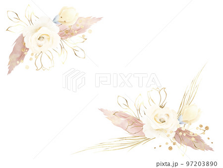 白い薔薇のの水彩フレーム 白い薔薇のの水彩フレーム 97203890