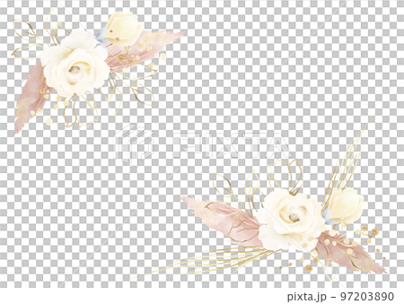 白い薔薇のの水彩フレーム 白い薔薇のの水彩フレーム 97203890