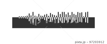 Sound wave icon. Radio signal sign. Pulse pictogram. Voice message, audio file symbol isolated on white background. Messenger, podcast, broadcast mobile app graphic element 97203912