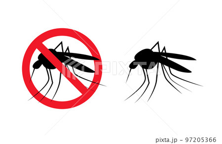 Repellent mosquito stop aim sign icon. Malaria pest insect anti mosquito warning symbol 97205366