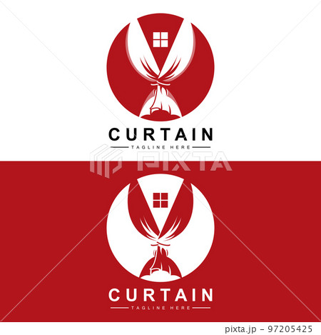 Home And Exhibition Curtain Logo Design, Building Decoration Vector Illustration 97205425