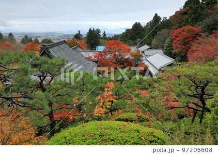 百済寺庭園・遠望台からの紅葉の景色 97206608