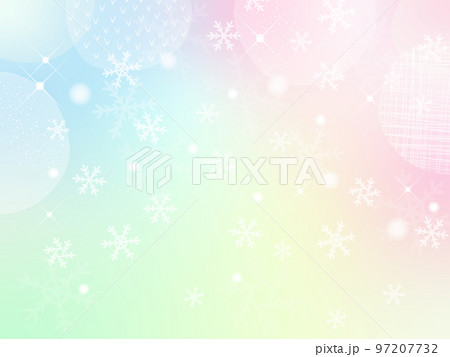雪の結晶とカラフルなかわいいキラキラ背景 雪の結晶とカラフルなかわいいキラキラ背景 97207732