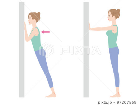 壁腕立て伏せをする女性 97207869
