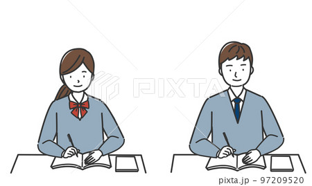 授業を受ける男子学生と女子学生 授業を受ける男子学生と女子学生 97209520