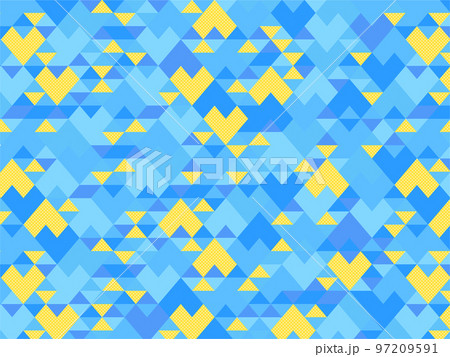背景素材 幾何学模様 ハート 青色 ホワイトデー 97209591