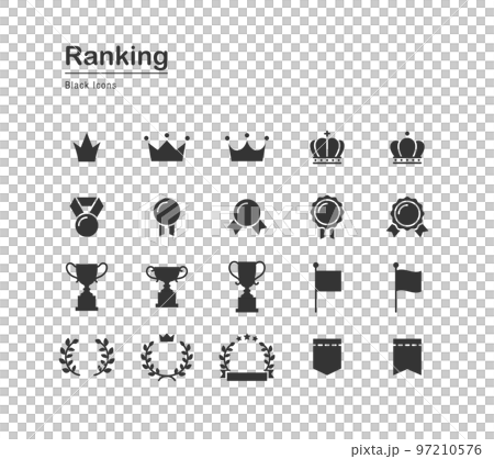 ランキングに関するアイコンセット(黒) ランキングに関するアイコンセット(黒) 97210576
