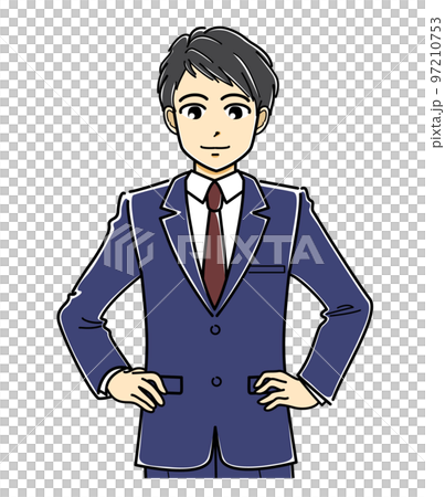 雙手叉腰站立的西裝青年（上半身） 97210753