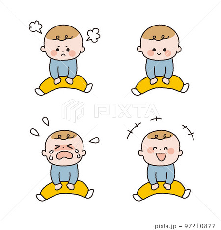 喜怒哀楽赤ちゃんのカラー線画セット 97210877