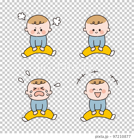 喜怒哀楽赤ちゃんのカラー線画セット 97210877