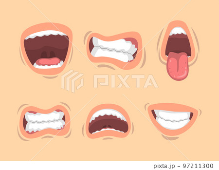 Upper and Lower Lips of Mouth Curving in Different Gestures Vector Set 97211300