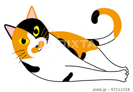 横たわる三毛猫のイラスト 97212338