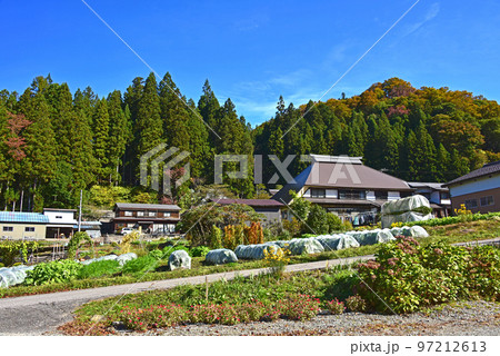 長野県　白馬村　野平の秋風景 97212613